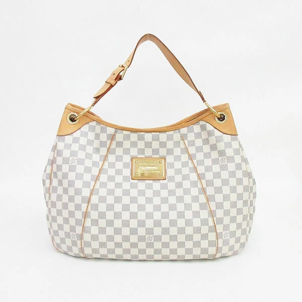 LOUIS VUITTON Damier Azur White Galliera One Shoulder Hobo Bag